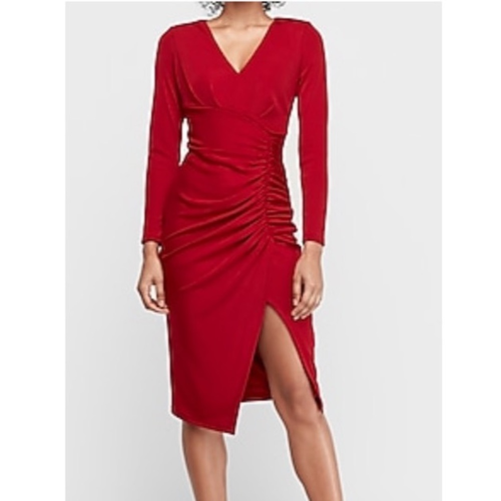 Express Ruched Long Sleeve Sheath Dress